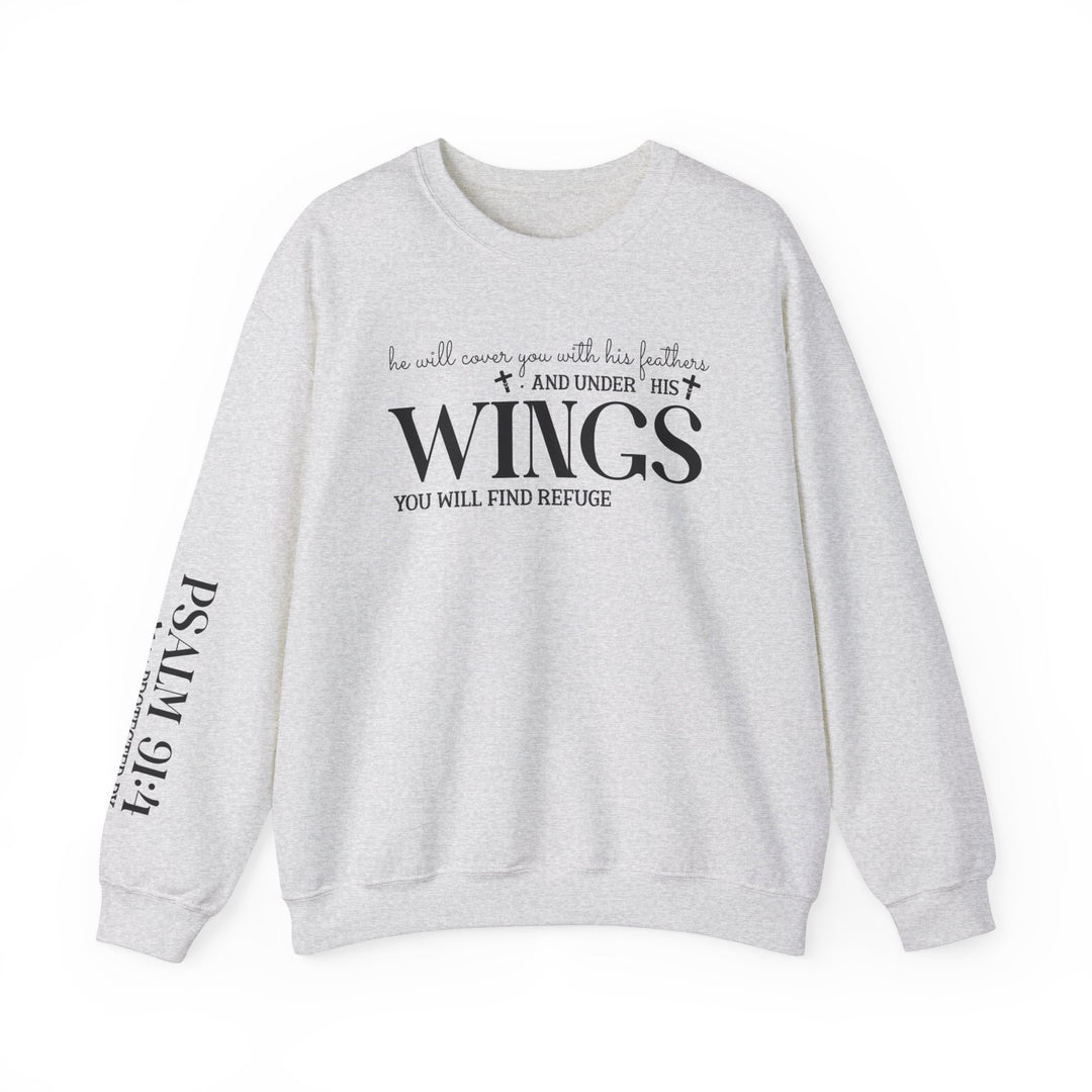 Under His Wings You Will Find Refuge Psalm 91 (Sleeve Print) - Unisex Crewneck Sweatshirt - Joy & Country