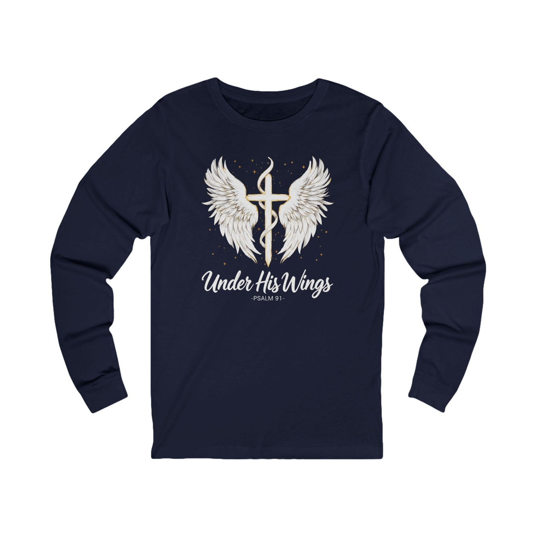 Under His Wings - Psalm 91 With Cross - Unisex Long-Sleeve Tee   Long-sleeve Joy & Country