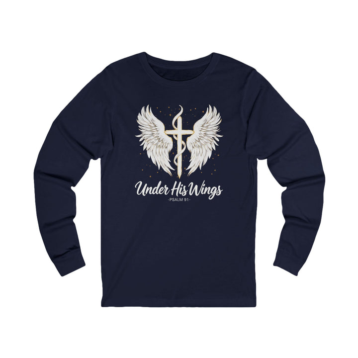 Under His Wings - Psalm 91 With Cross - Unisex Long-Sleeve Tee   Long-sleeve Joy & Country