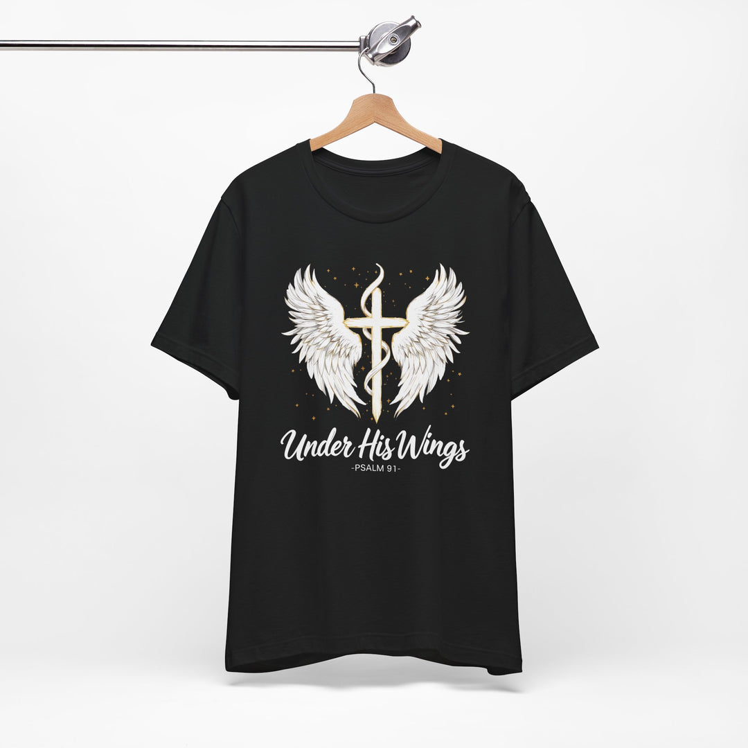 Under His Wings Psalm 91 With Cross - Unisex Crew-Neck Tee - Joy & Country