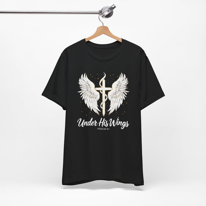 Under His Wings Psalm 91 With Cross - Unisex Crew-Neck Tee - Joy & Country
