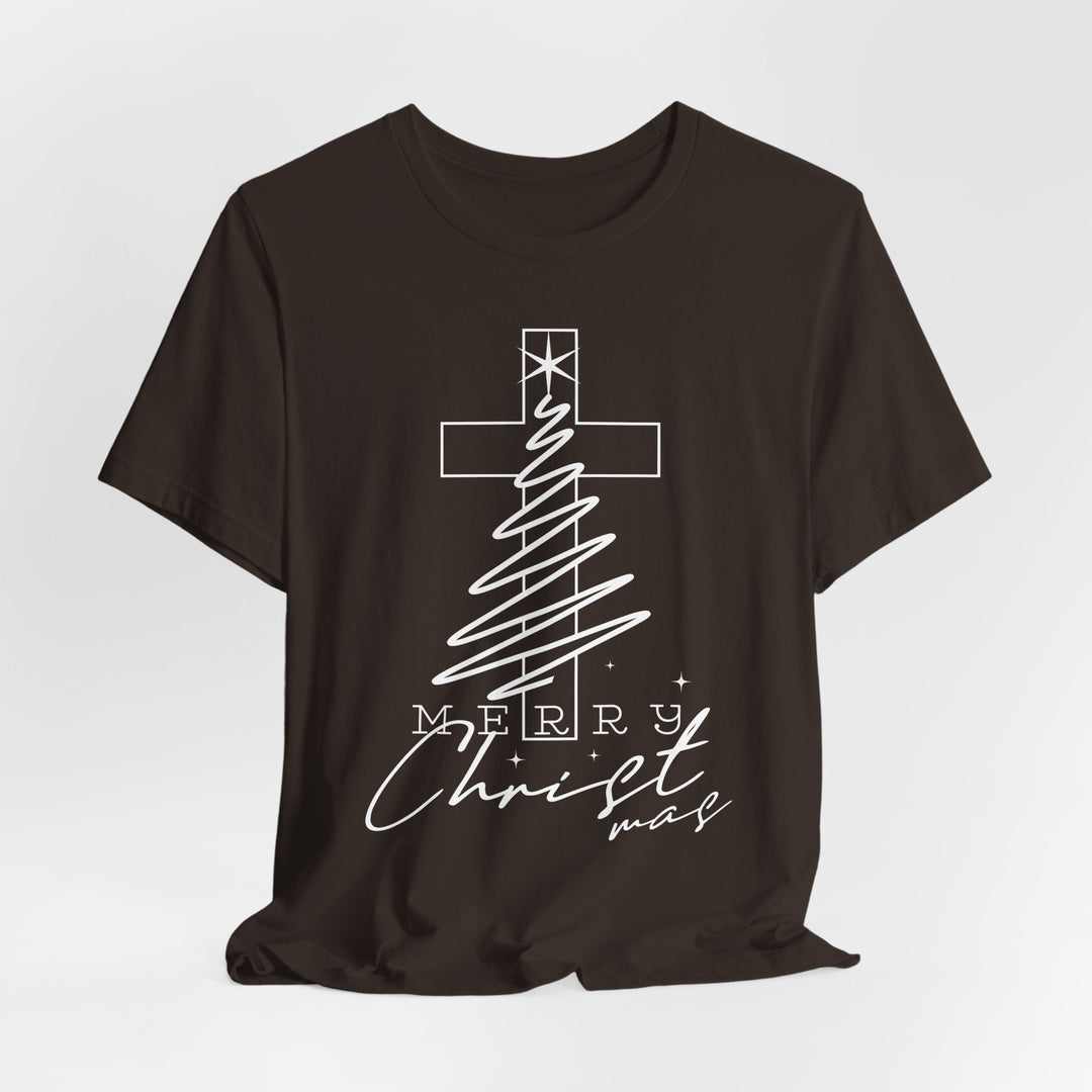 Merry Christ-mas With Cross - Unisex Crew-Neck Tee   T-Shirt Joy & Country