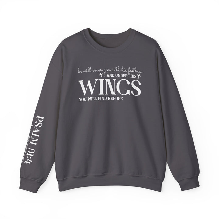 Under His Wings You Will Find Refuge Psalm 91 (Sleeve Print) - Unisex Crewneck Sweatshirt - Joy & Country