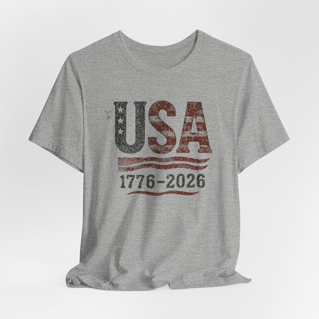 USA Flag 250th Anniversary Rugged 1776-2026 - Unisex Crew-Neck Tee   T-Shirt Joy & Country