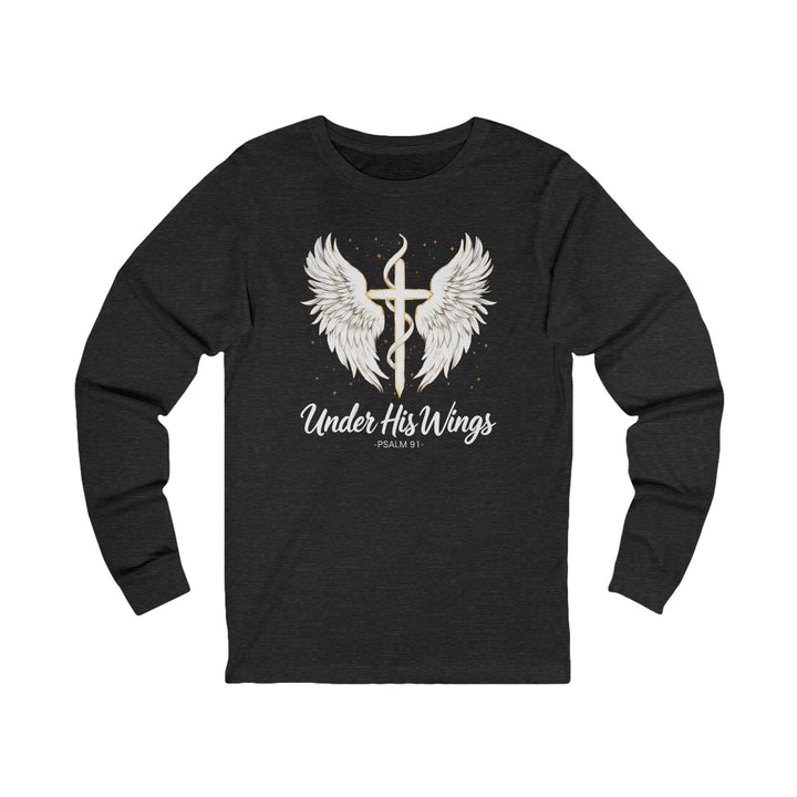 Under His Wings - Psalm 91 With Cross - Unisex Long-Sleeve Tee   Long-sleeve Joy & Country