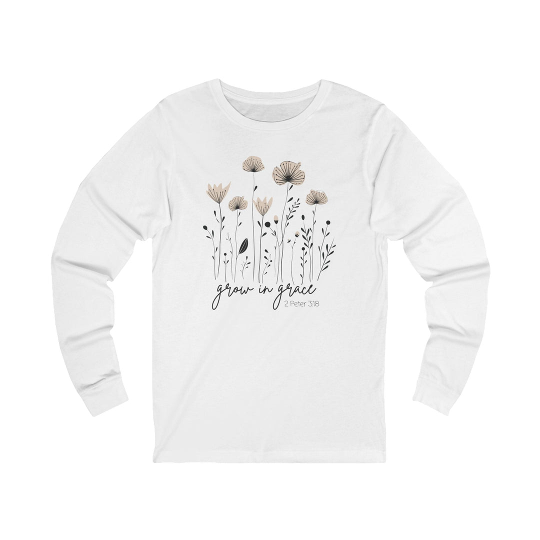 Grow In Grace – 2 Peter 3:18 – Field of Flowers - Unisex Long-Sleeve Tee   Long-sleeve Joy & Country