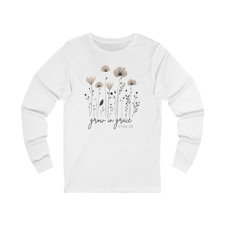 Grow In Grace – 2 Peter 3:18 – Field of Flowers - Unisex Long-Sleeve Tee   Long-sleeve Joy & Country