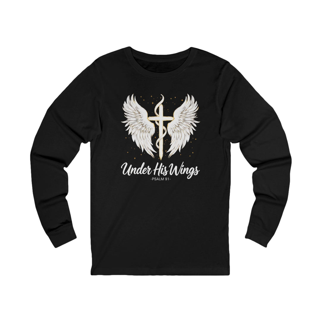 Under His Wings - Psalm 91 With Cross - Unisex Long-Sleeve Tee   Long-sleeve Joy & Country