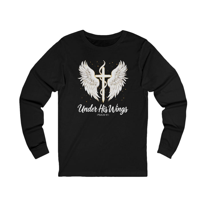 Under His Wings - Psalm 91 With Cross - Unisex Long-Sleeve Tee   Long-sleeve Joy & Country
