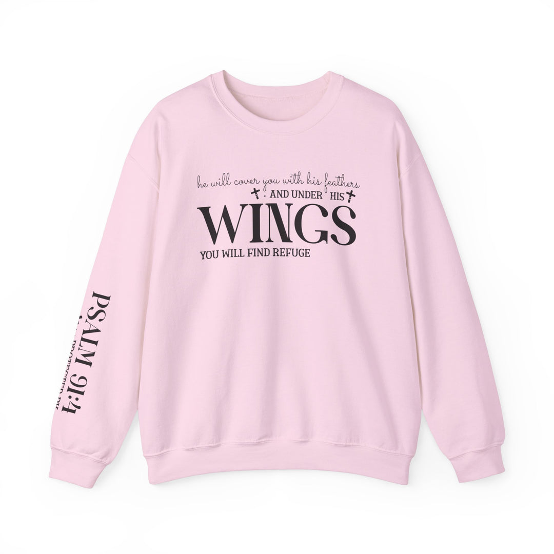 Under His Wings You Will Find Refuge Psalm 91 (Sleeve Print) - Unisex Crewneck Sweatshirt - Joy & Country