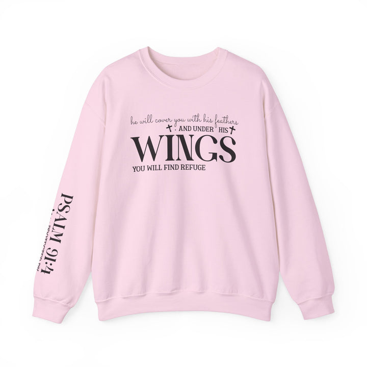 Under His Wings You Will Find Refuge Psalm 91 (Sleeve Print) - Unisex Crewneck Sweatshirt - Joy & Country