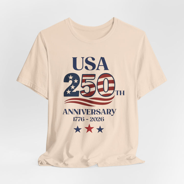 USA American Flag 250th Anniversary 1776-2026 - Unisex Crew-Neck Tee   T-Shirt Joy & Country