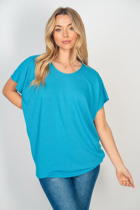Short Sleeve Dolman Top in Turquoise   Womens Joy & Country