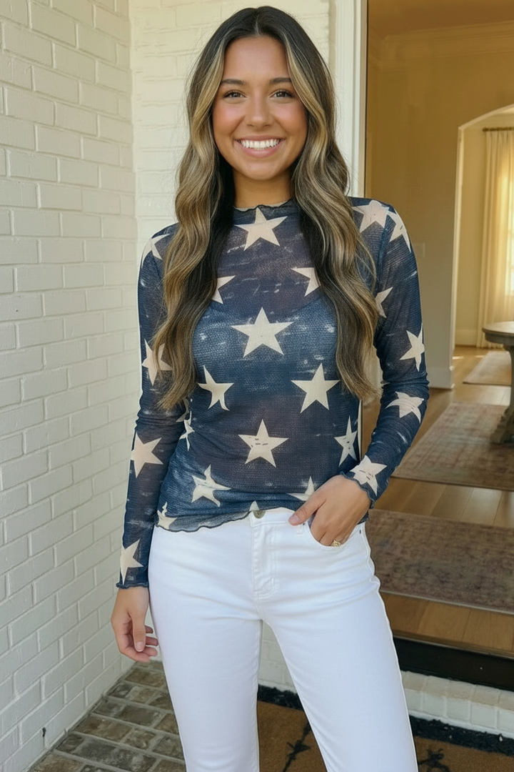 Star Gazer Long Sleeve Mesh Top    Joy & Country