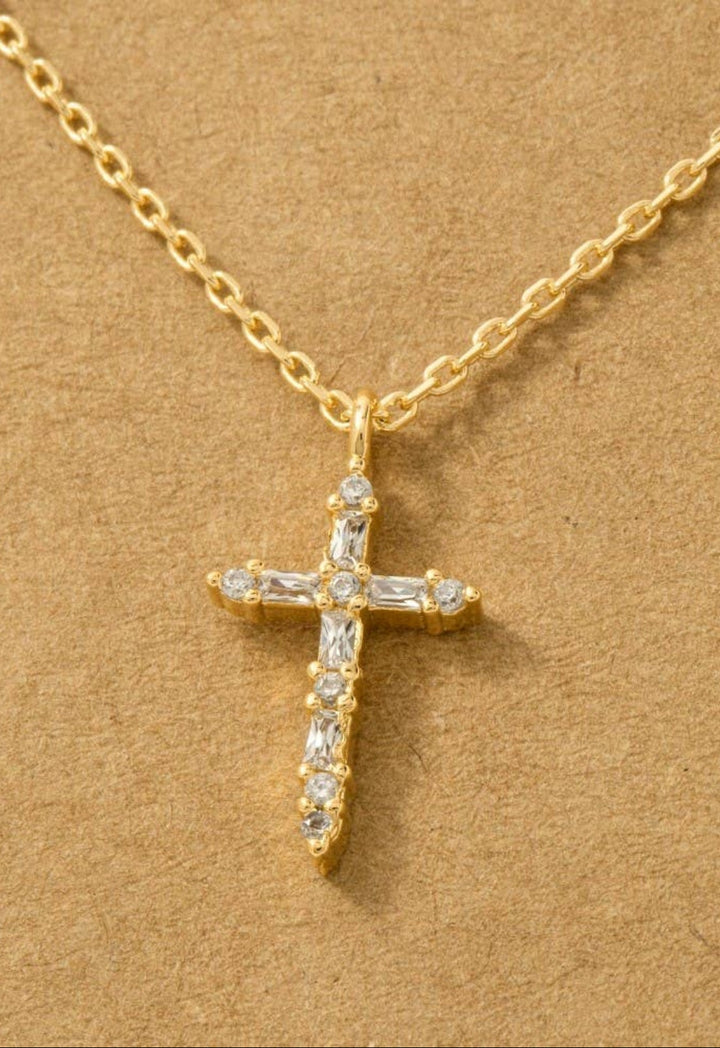 Shine Bright Petite Cross Pendant Necklace