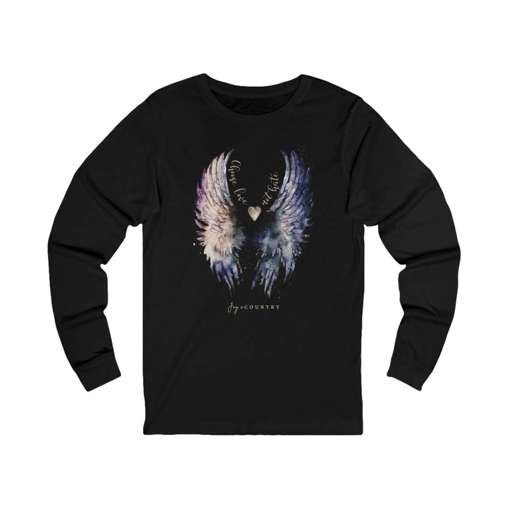 Choose Love; Not Hate - Angel Wings Watercolor Design - Unisex Long-Sleeve Tee   Long-sleeve Joy & Country