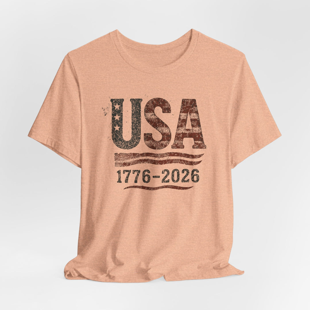 USA Flag 250th Anniversary Rugged 1776-2026 - Unisex Crew-Neck Tee   T-Shirt Joy & Country
