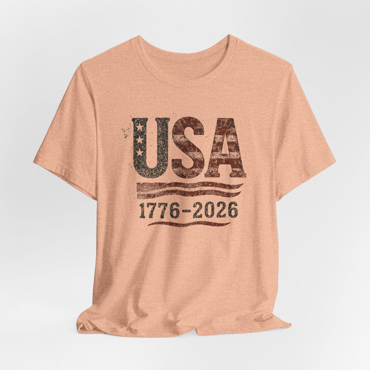 USA Flag 250th Anniversary Rugged 1776-2026 - Unisex Crew-Neck Tee   T-Shirt Joy & Country