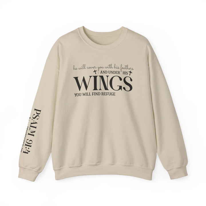 Under His Wings You Will Find Refuge Psalm 91 (Sleeve Print) - Unisex Crewneck Sweatshirt - Joy & Country