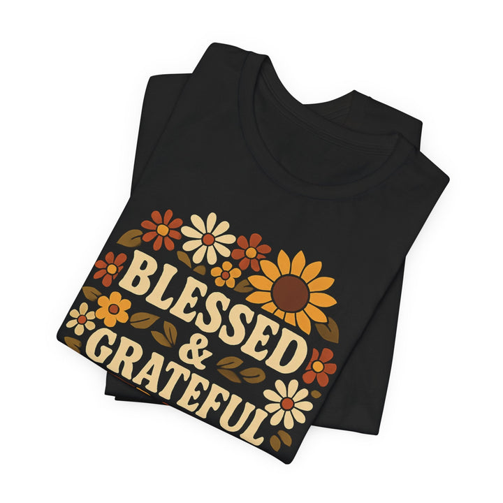 Blessed & Grateful Floral Wreath - Unisex Crew-Neck Tee   T-Shirt Joy & Country