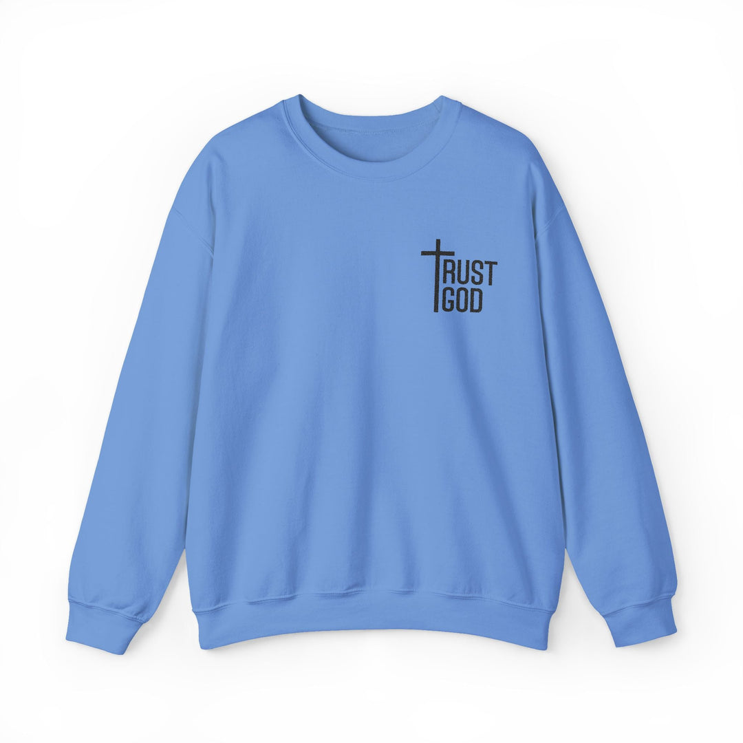 [Embroidered] Trust God Cross Design - Unisex Crew-Neck Sweatshirt   Sweatshirt Joy & Country