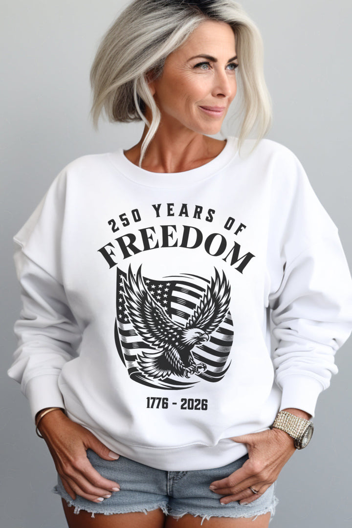 250 Years of Freedom Eagle With Flag - Unisex Crew-Neck Sweatshirt   Sweatshirt Joy & Country
