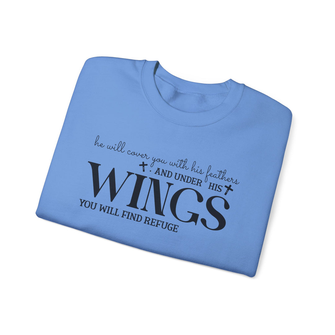 Under His Wings You Will Find Refuge Psalm 91 (Sleeve Print) - Unisex Crewneck Sweatshirt - Joy & Country