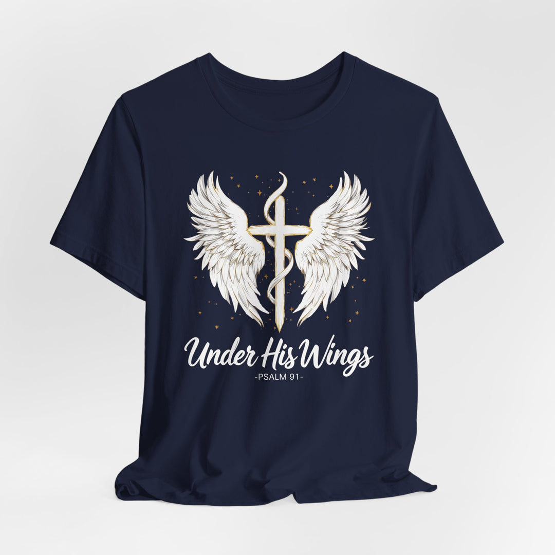 Under His Wings Psalm 91 With Cross - Unisex Crew-Neck Tee - Joy & Country