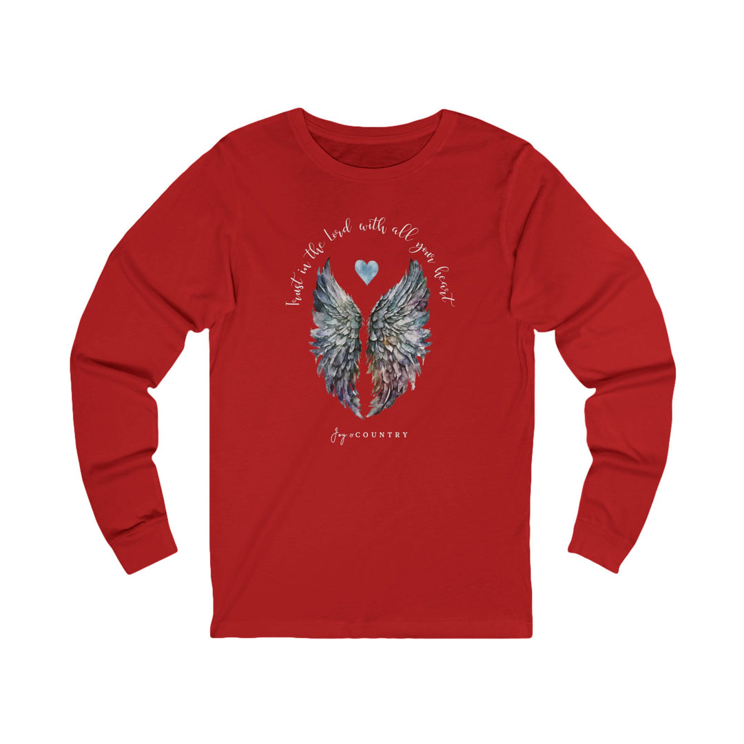 Trust In The Lord With All Your Heart - Watercolor Angel Wings - Unisex Long-Sleeve Tee