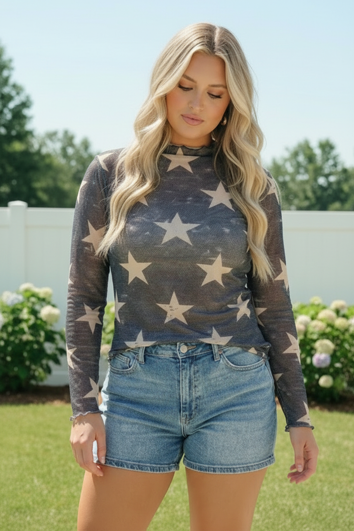 Star Gazer Long Sleeve Mesh Top    Joy & Country