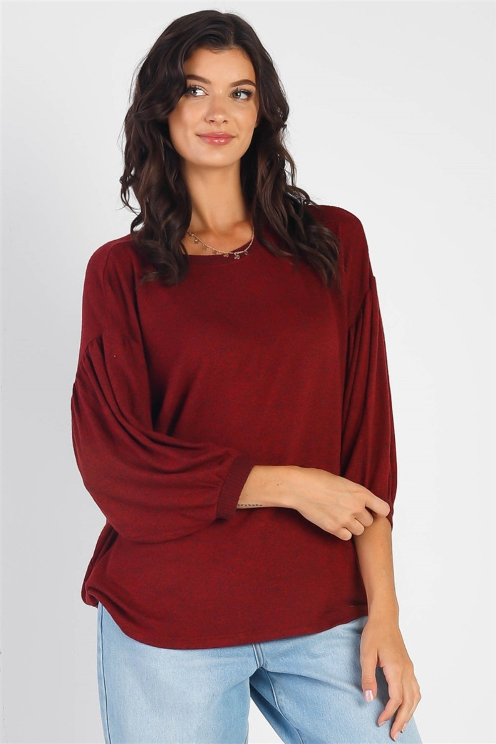 Relaxed & Effortless Drop-Shoulder Puff-Sleeve Top (4 Colors)