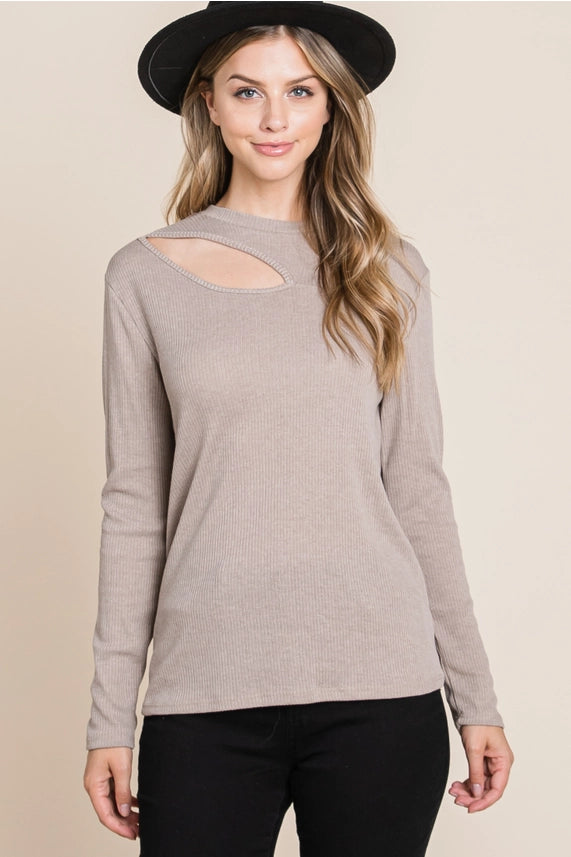 Hits The Spot - Ribbed Keyhole Top