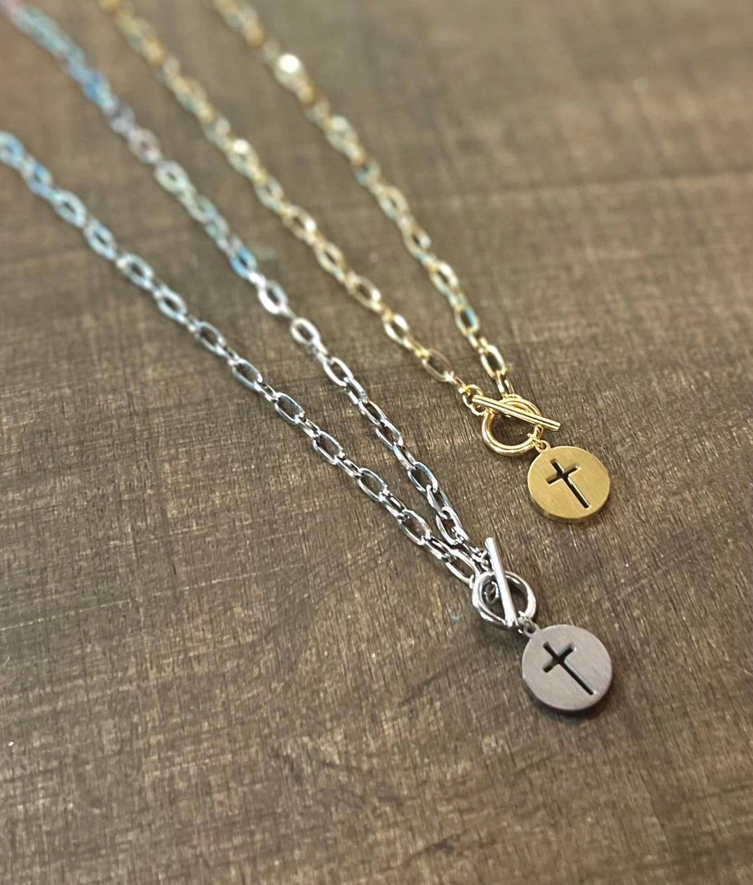 Oh How I Love Him - Stainless Steel Toggle Cross Necklace