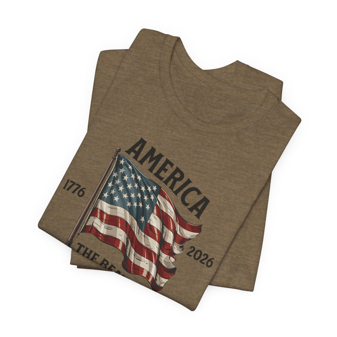 America the Beautiful Waving Flag 1776–2026 - Unisex Crew-Neck Tee   T-Shirt Joy & Country