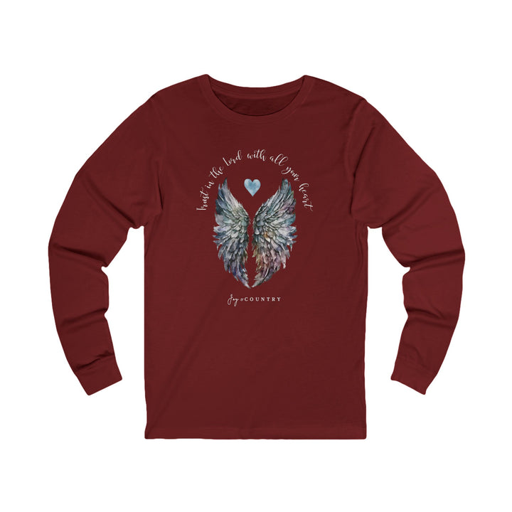 Trust In The Lord With All Your Heart - Watercolor Angel Wings - Unisex Long-Sleeve Tee