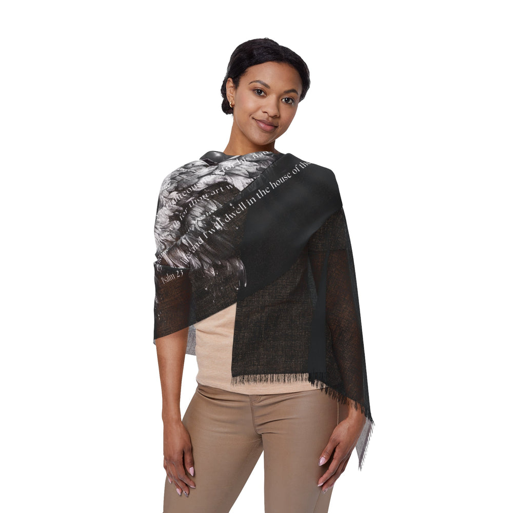 Psalm 23 Scripture With Cross And Wings - Semi-Translucent Lightweight Inspirational Wrap Scarf   Scarves Joy & Country