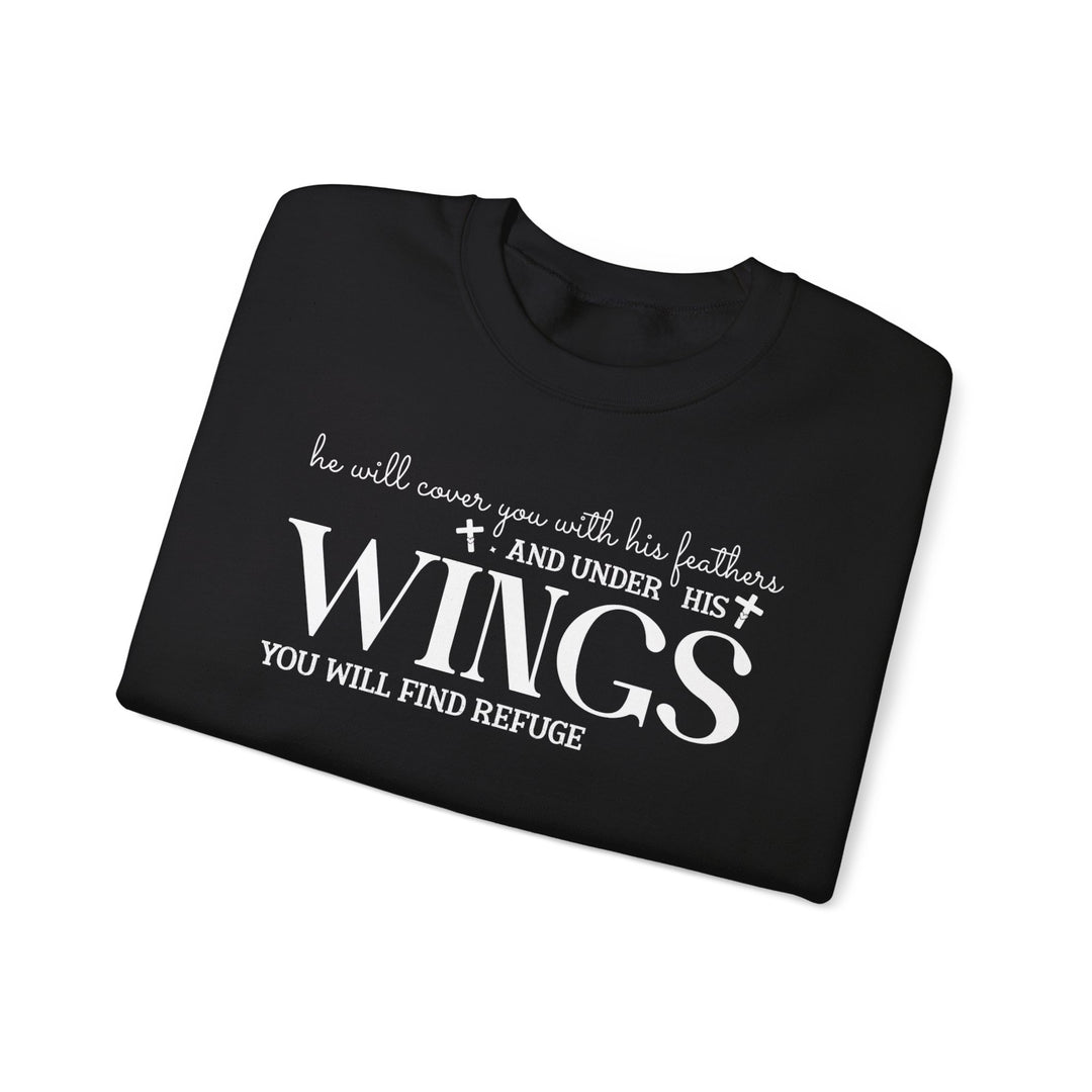 Under His Wings You Will Find Refuge Psalm 91 (Sleeve Print) - Unisex Crewneck Sweatshirt - Joy & Country