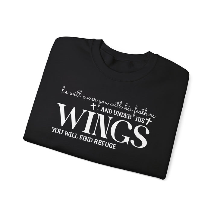 Under His Wings You Will Find Refuge Psalm 91 (Sleeve Print) - Unisex Crewneck Sweatshirt - Joy & Country