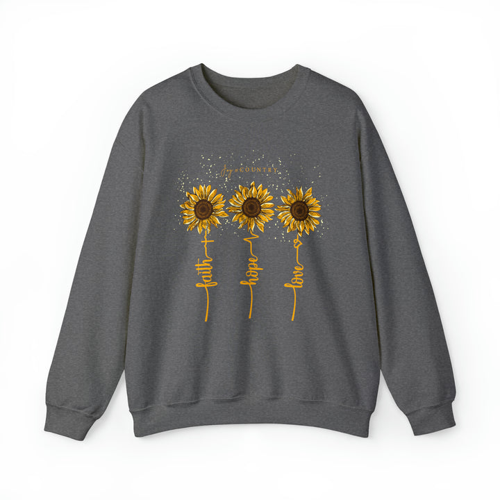 Faith, Hope & Love Sunflowers - Unisex Crew-Neck Sweatshirt