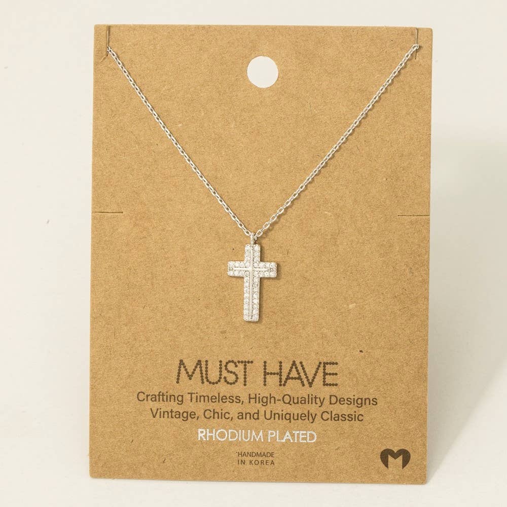 Restores My Soul - Pave Rhinestone Cross Necklace