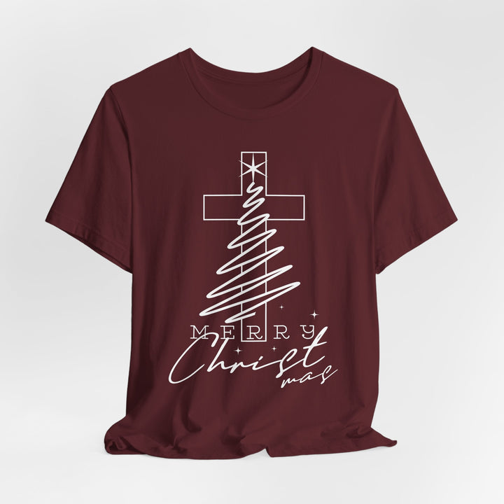 Merry Christ-mas With Cross - Unisex Crew-Neck Tee   T-Shirt Joy & Country