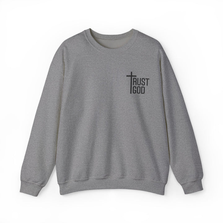 [Embroidered] Trust God Cross Design - Unisex Crew-Neck Sweatshirt   Sweatshirt Joy & Country