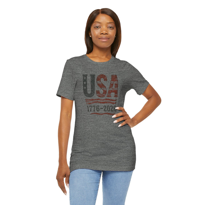 USA Flag 250th Anniversary Rugged 1776-2026 - Unisex Crew-Neck Tee   T-Shirt Joy & Country