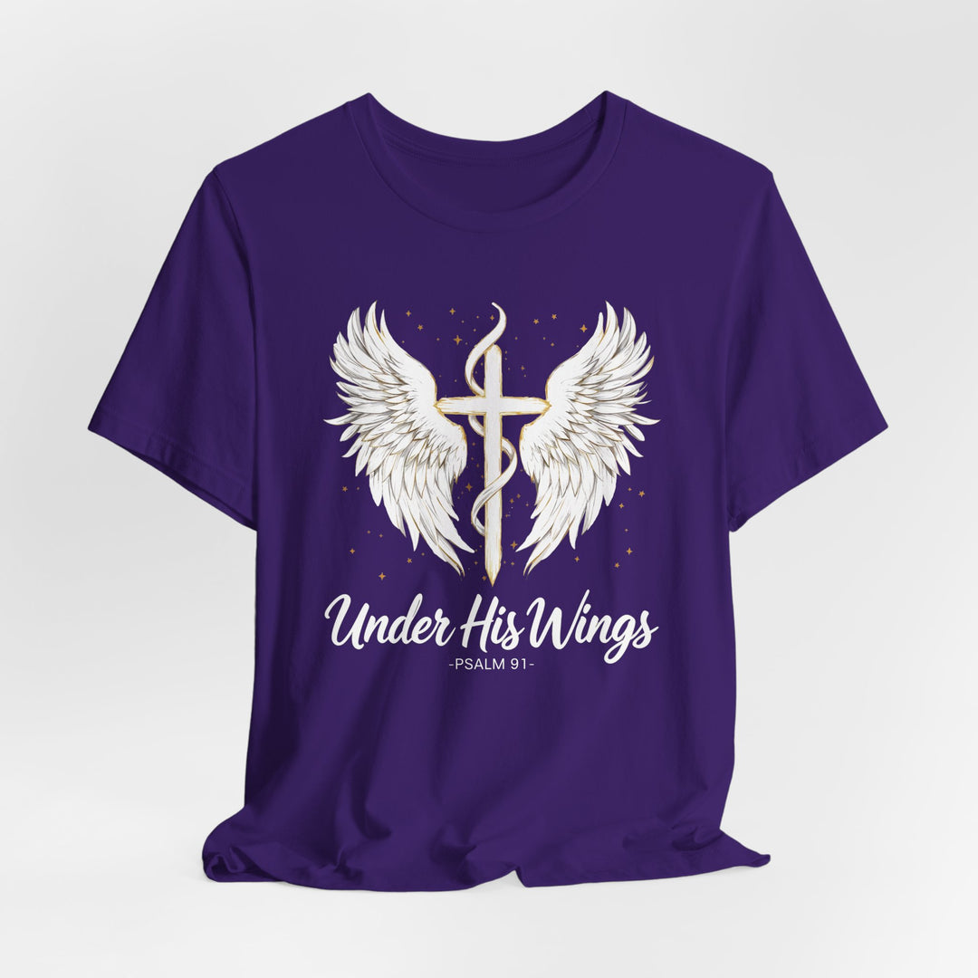 Under His Wings Psalm 91 With Cross - Unisex Crew-Neck Tee - Joy & Country