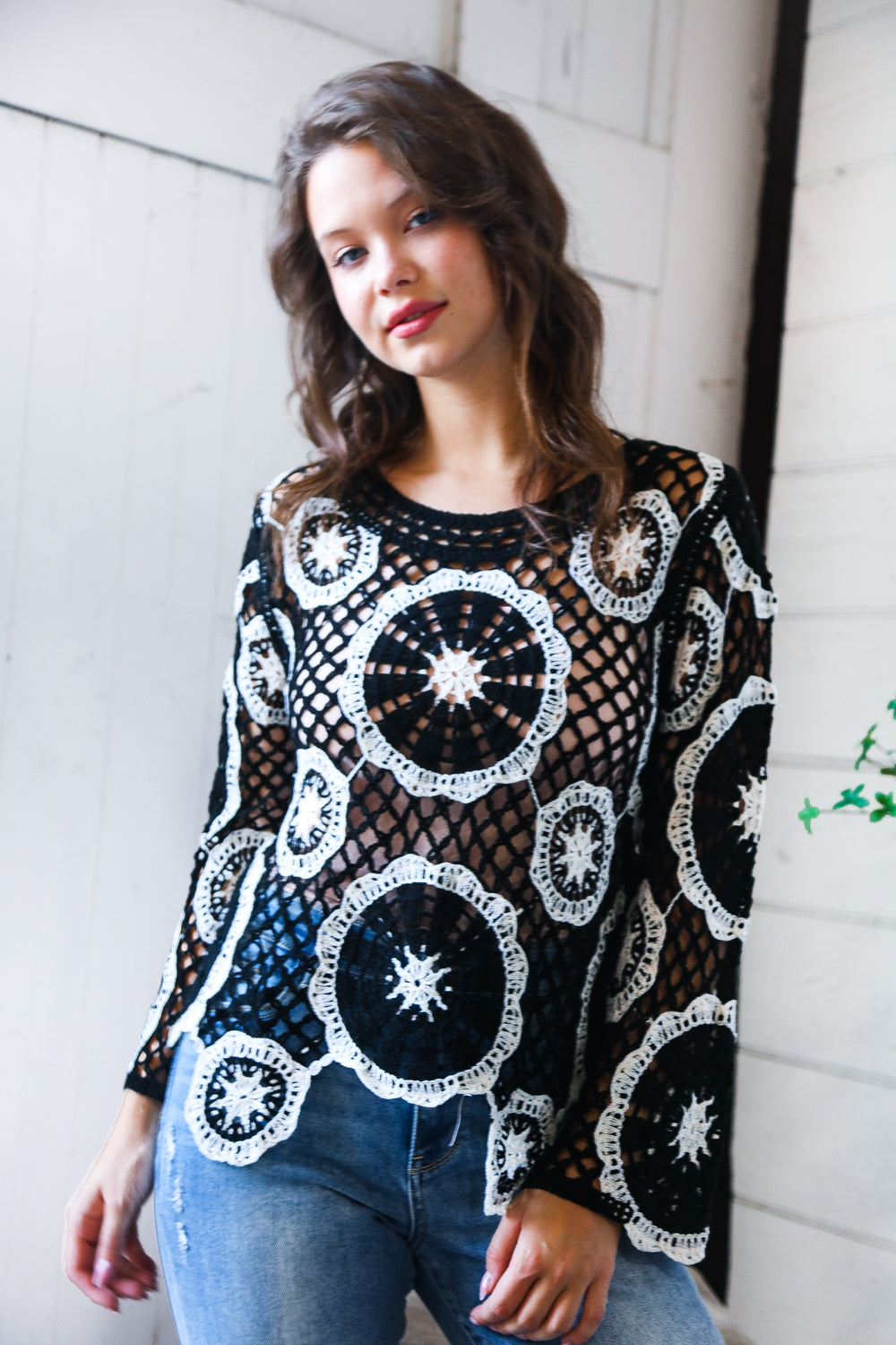 In Retro Bloom Black Crochet Lace Cover Up    Joy & Country