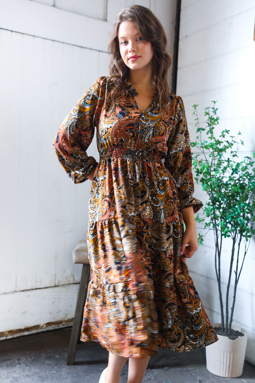 Golden Hour Glamorous Smocked Maxi Dress    Joy & Country