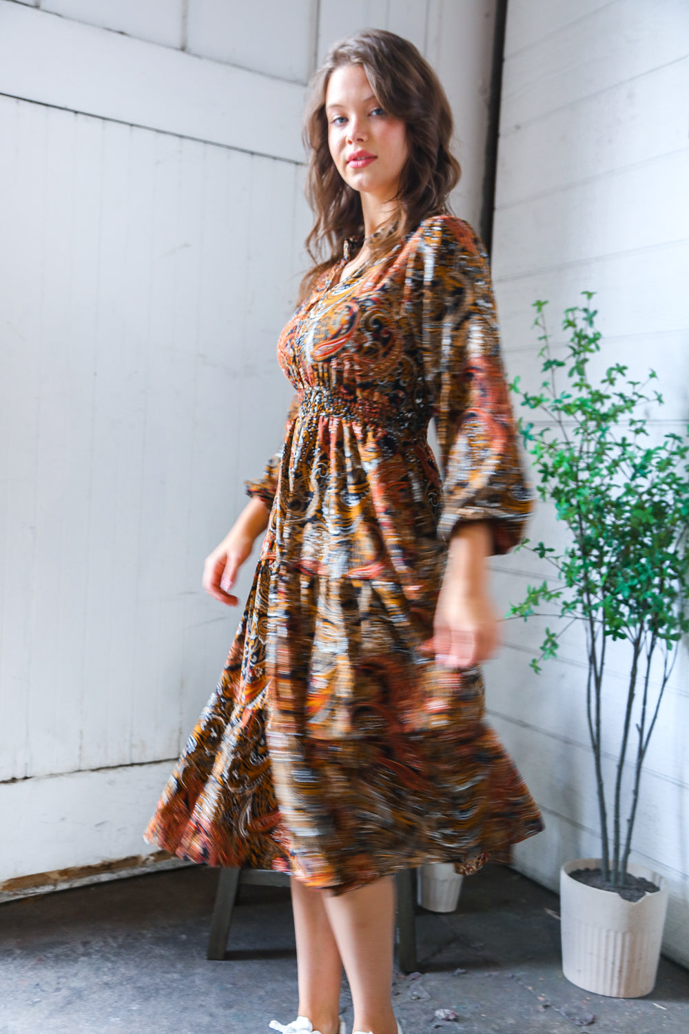 Golden Hour Glamorous Smocked Maxi Dress    Joy & Country
