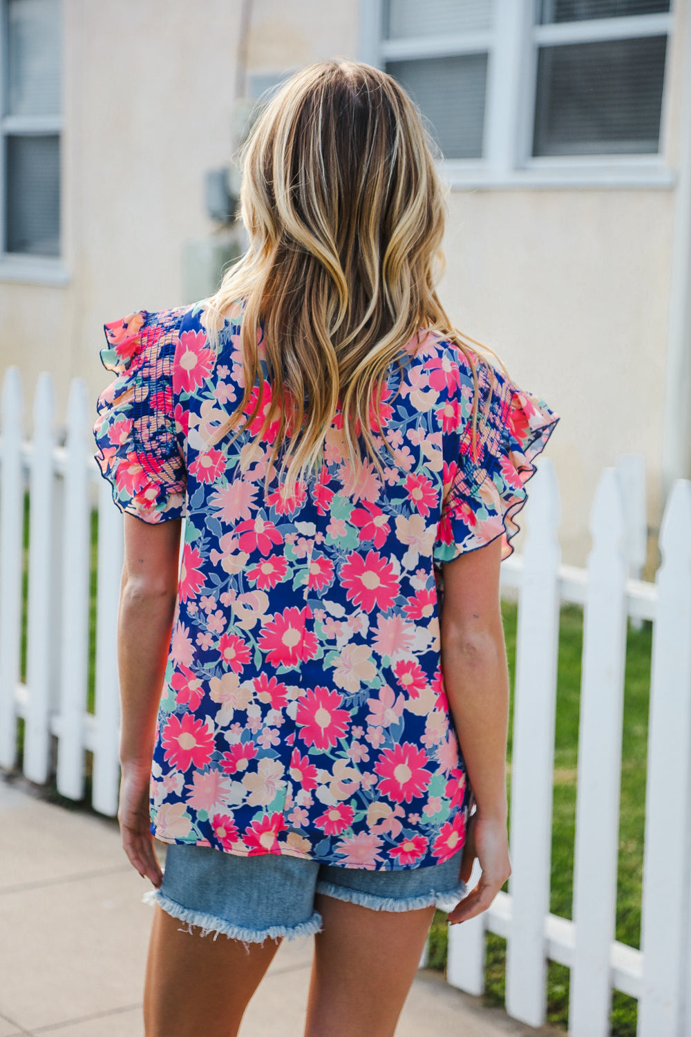 Floral Smocked Ruffle-Sleeve Top - Joy & Country