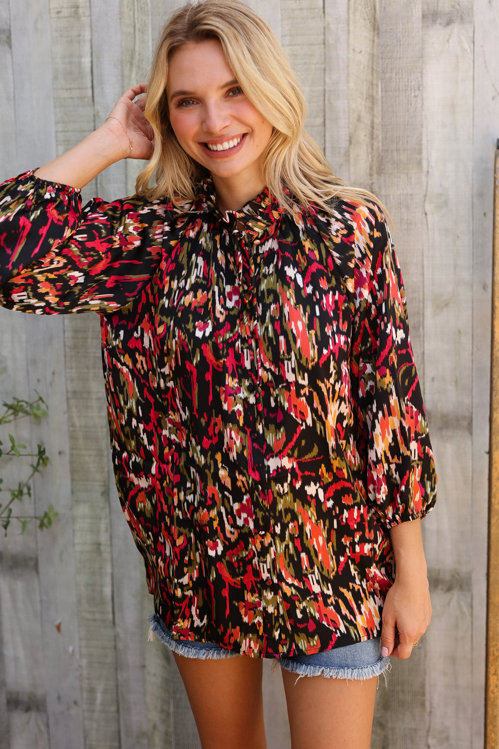 Evening Sunset Scribble Button Down Blouse    Joy & Country