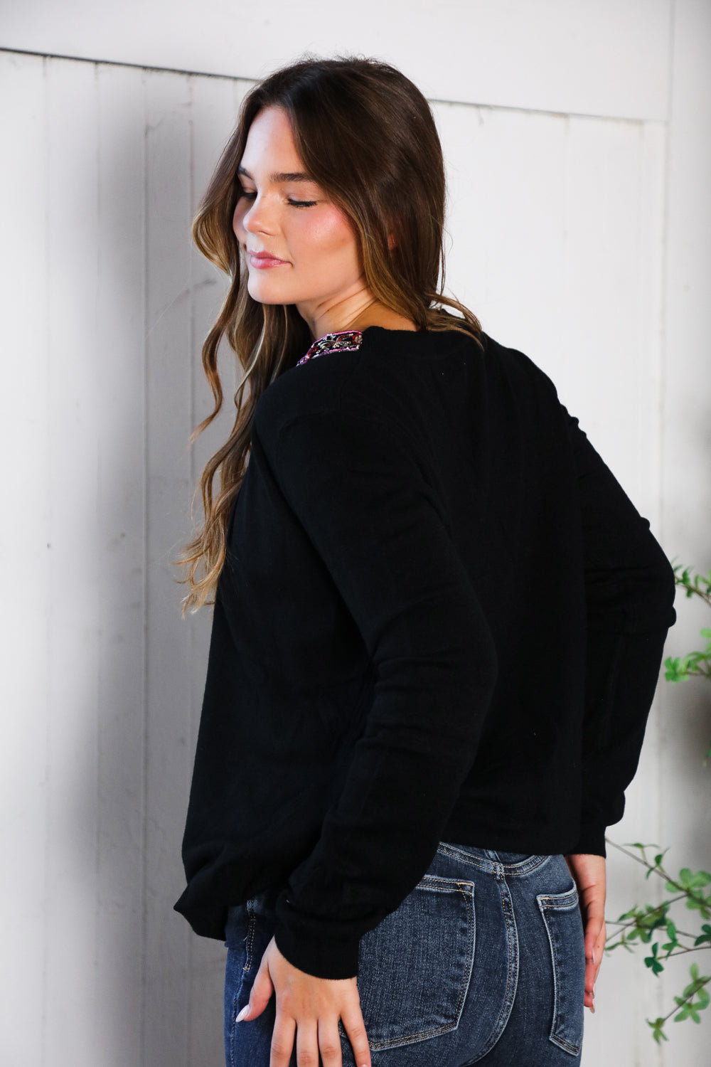 Twilight Charms Beaded V Neck Sweater    Joy & Country